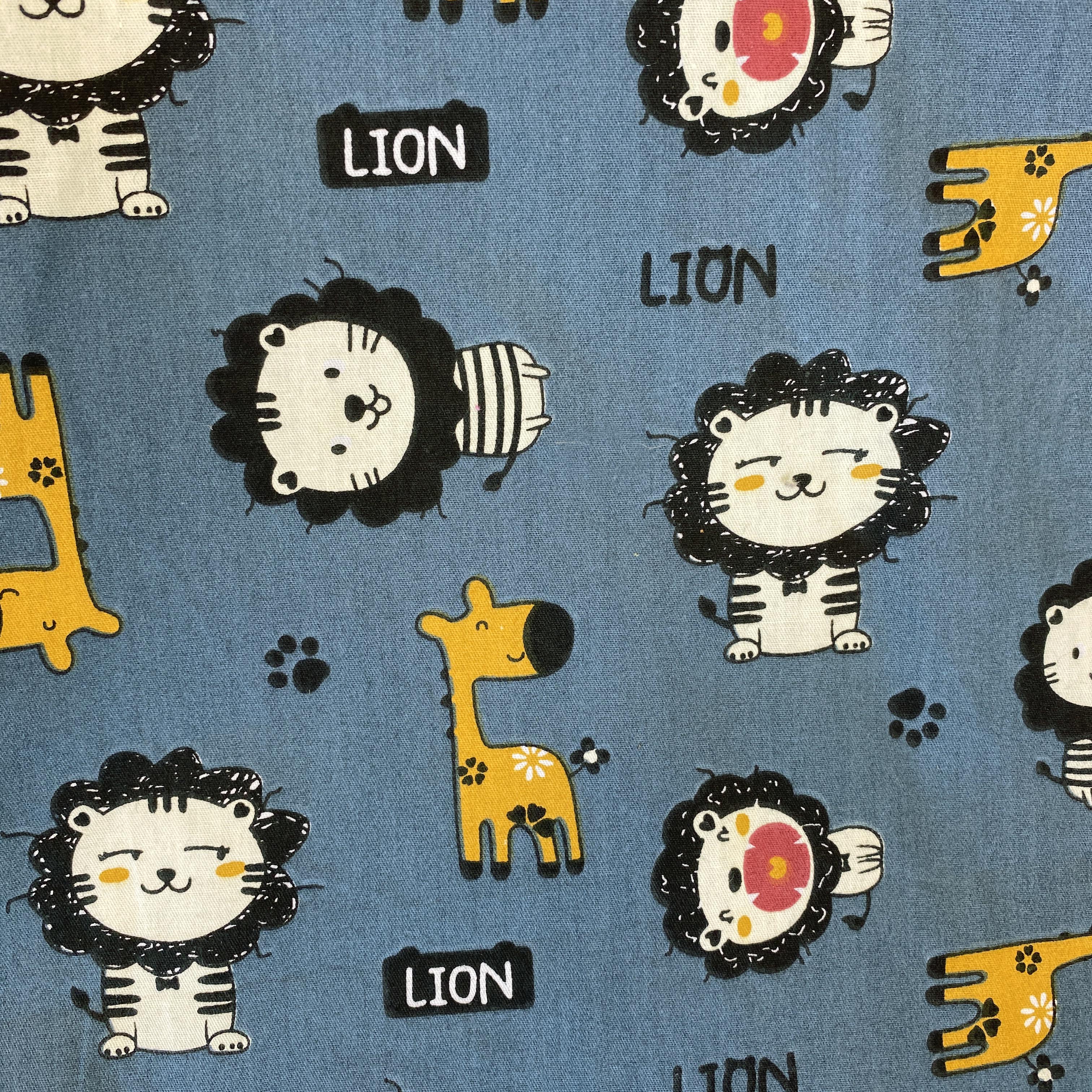 Lions and Giraffe on Dark Teal