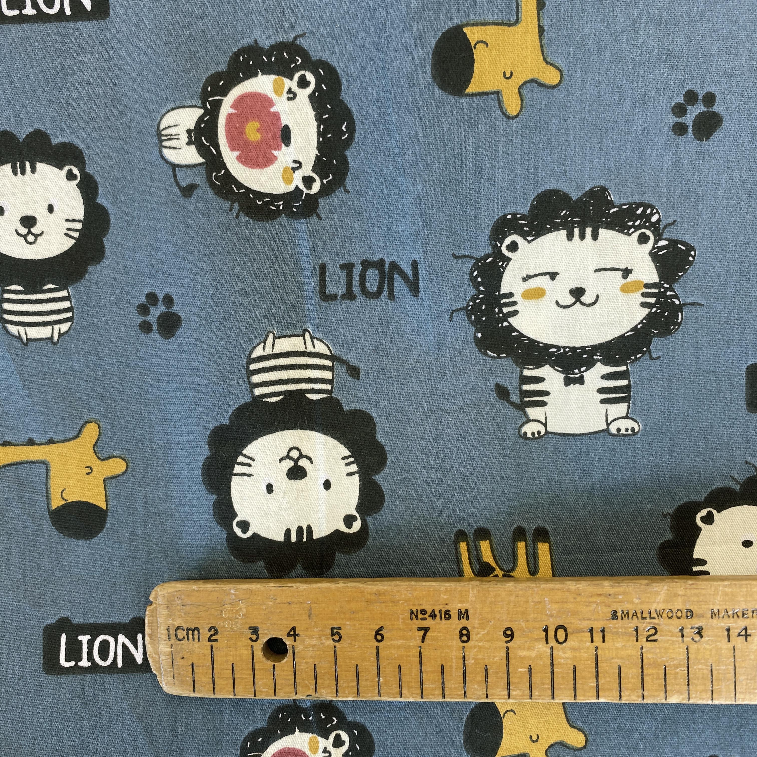 Lions and Giraffe on Dark Teal