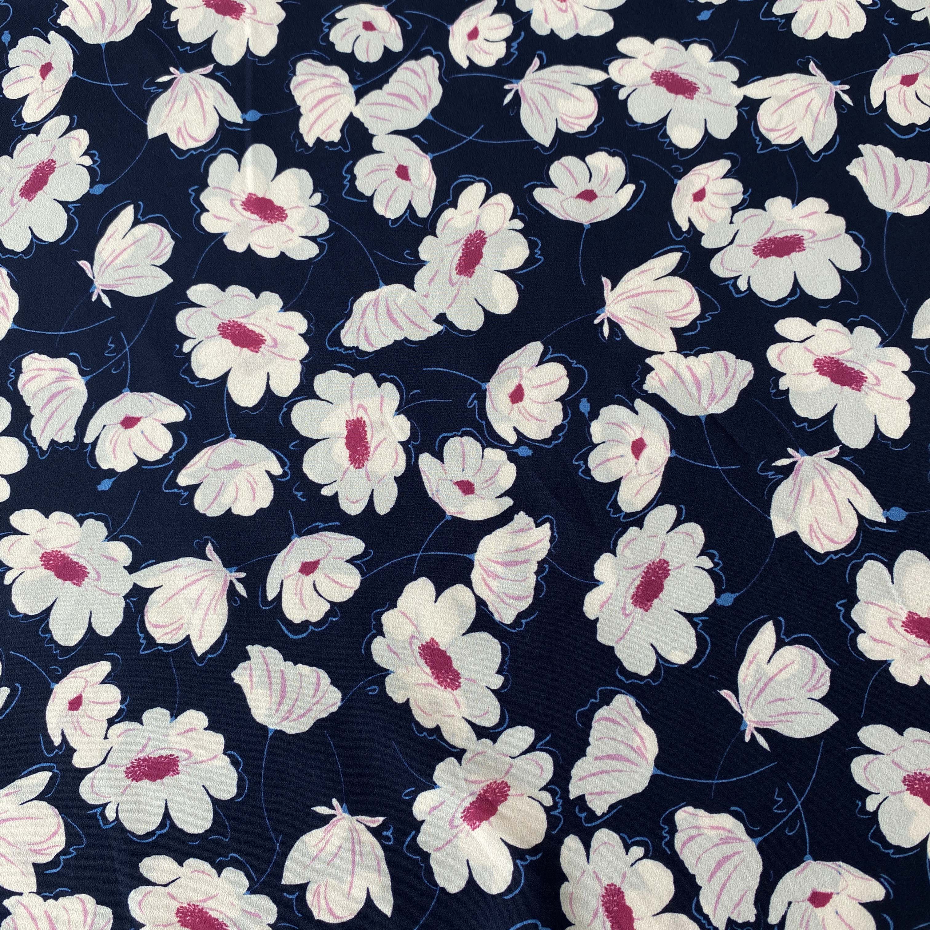 Crepe De Chine - Navy / Cerise