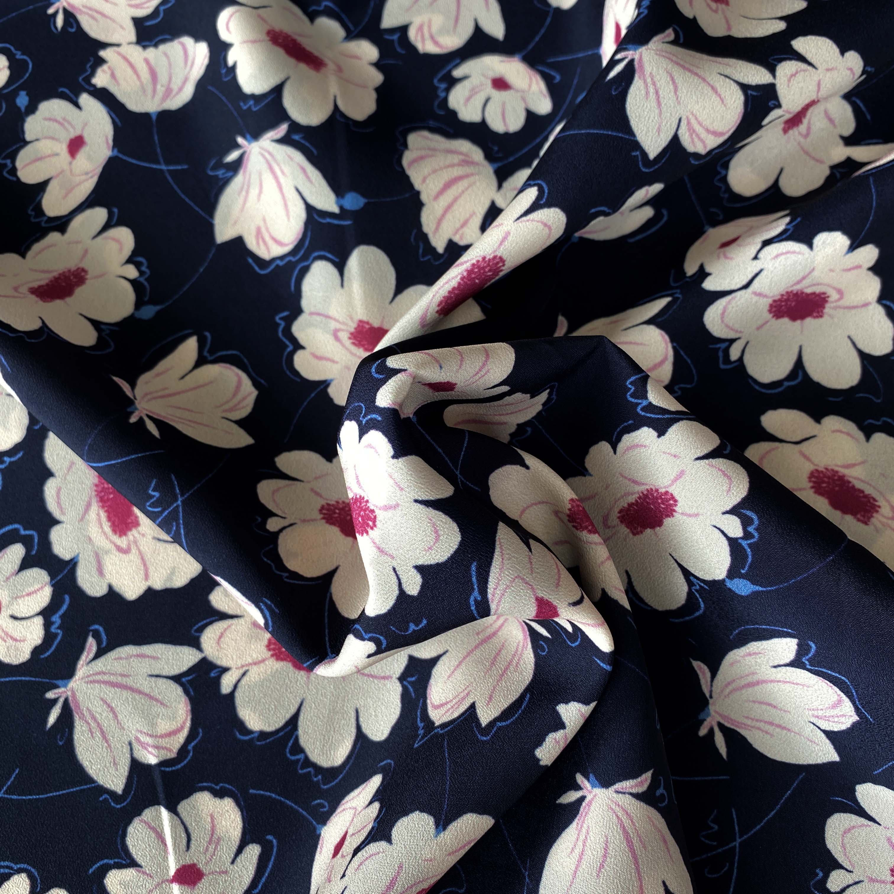 Crepe De Chine - Navy / Cerise
