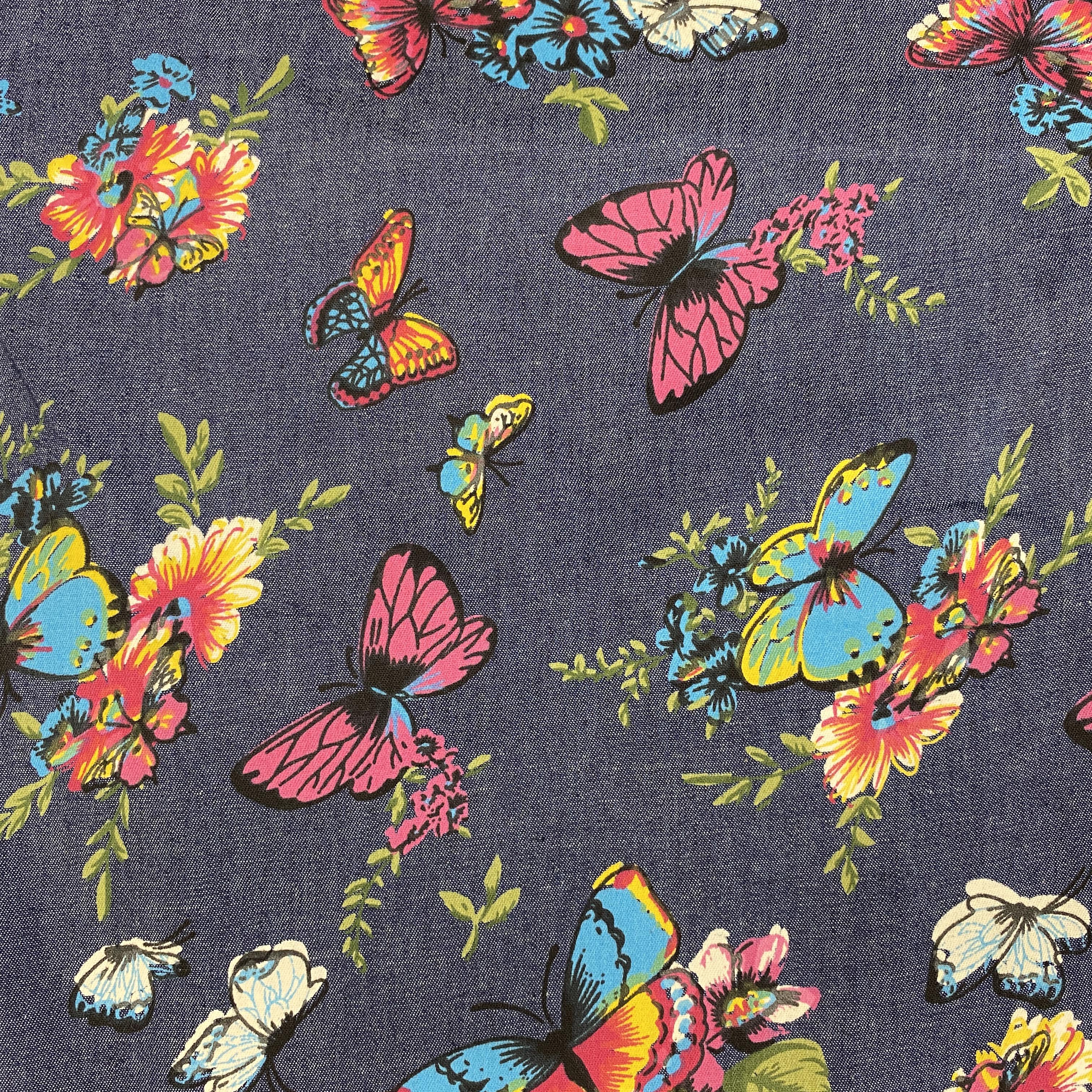 Pretty Butterflies - Chambray Denim