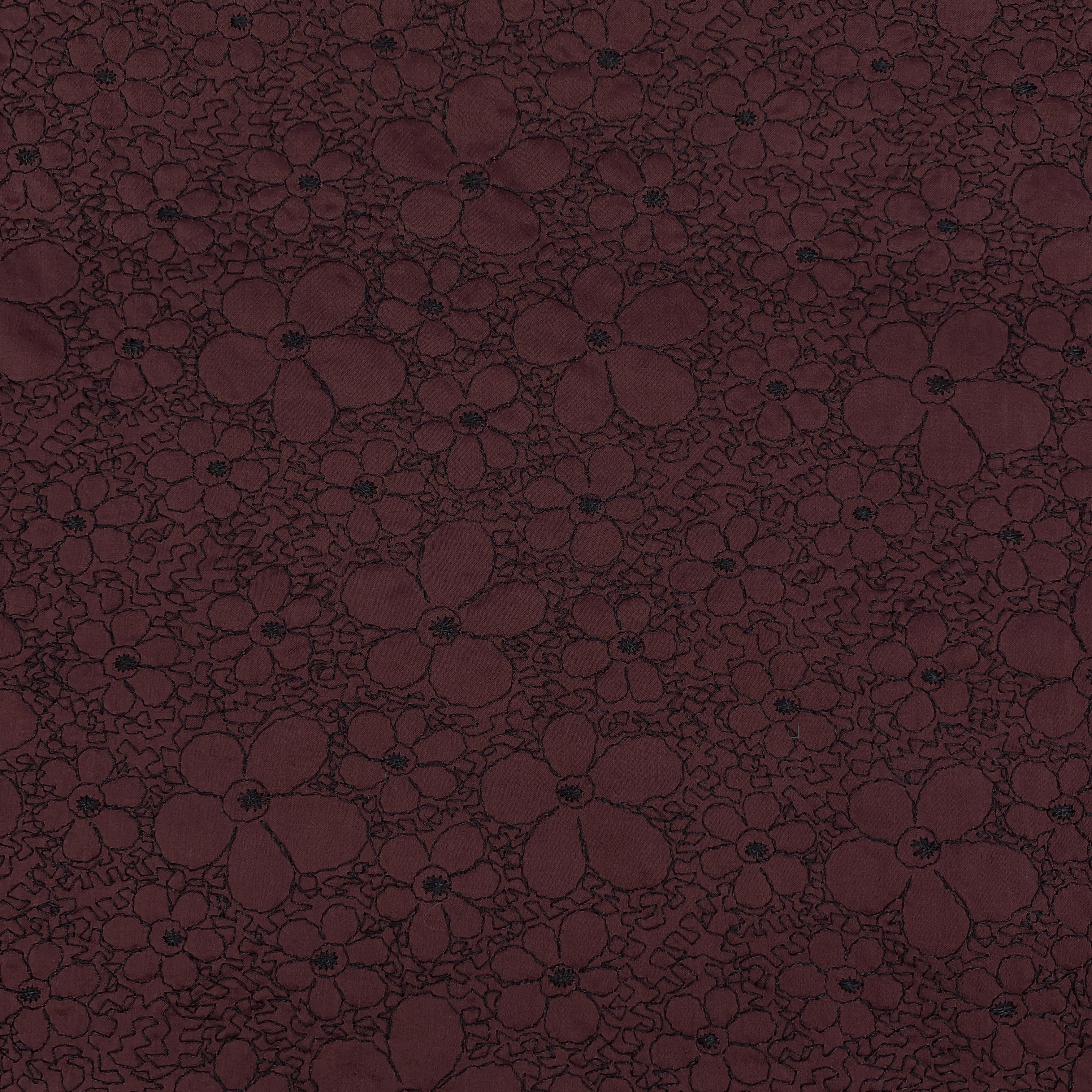 Embroderiored Burgundy Florals - 110cm x 340cm