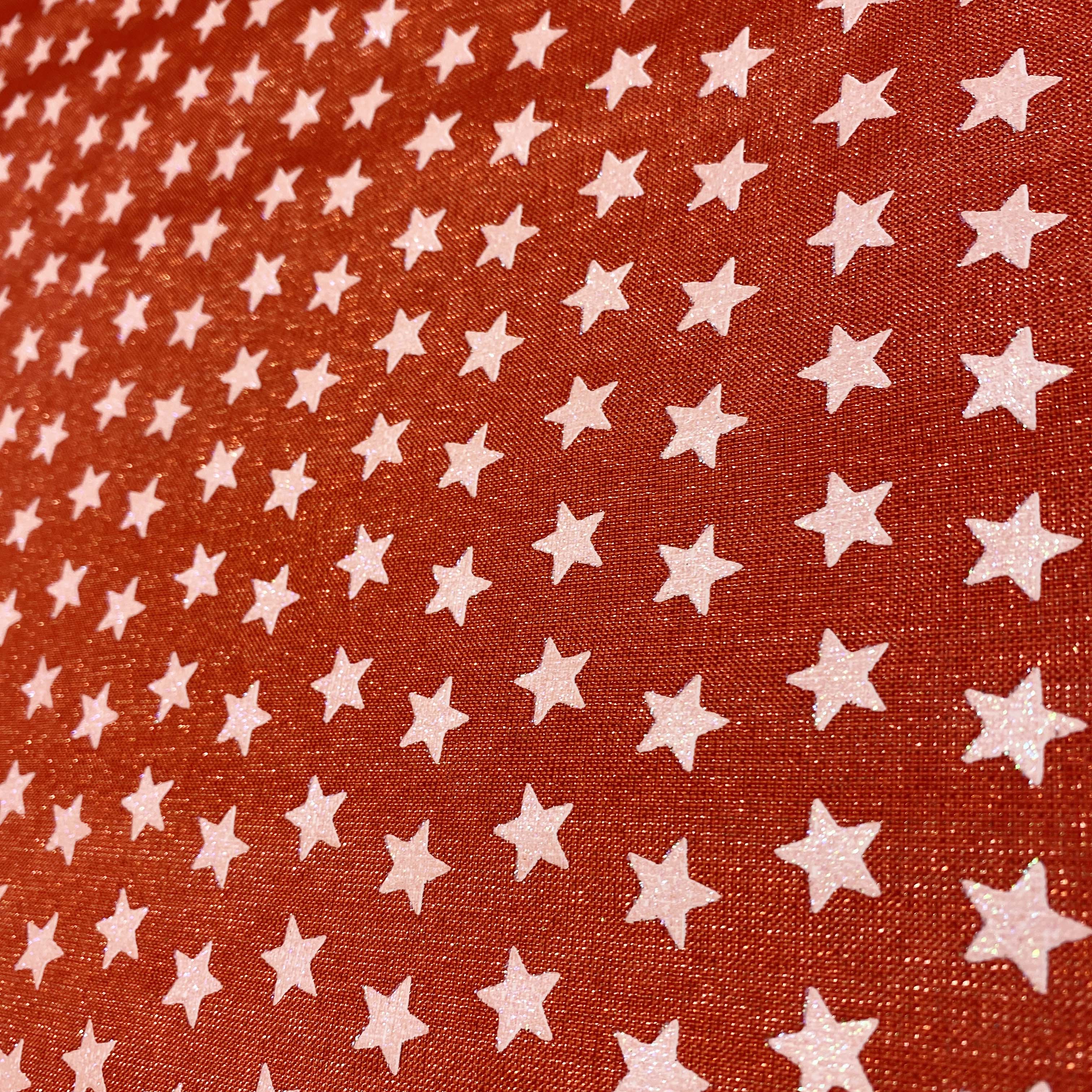 White Sparkly Stars on Red