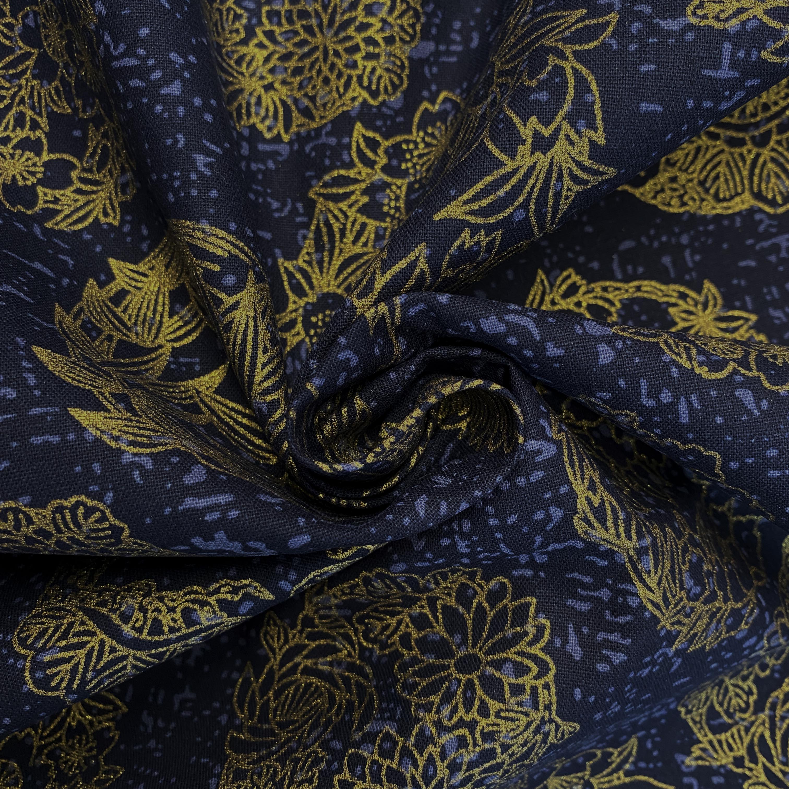 Oriental Navy Golden Florals