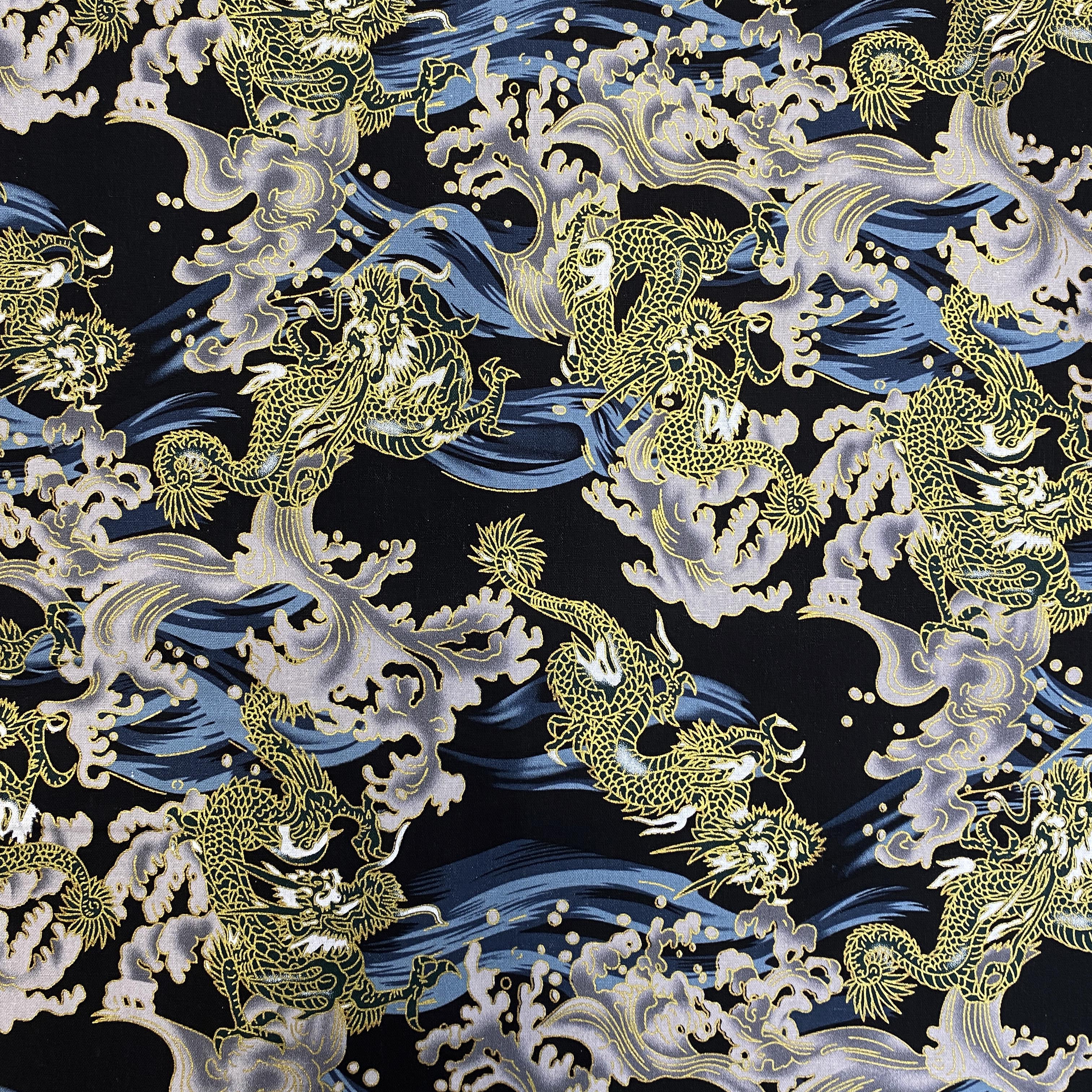 Oriental Golden Dragon Waves