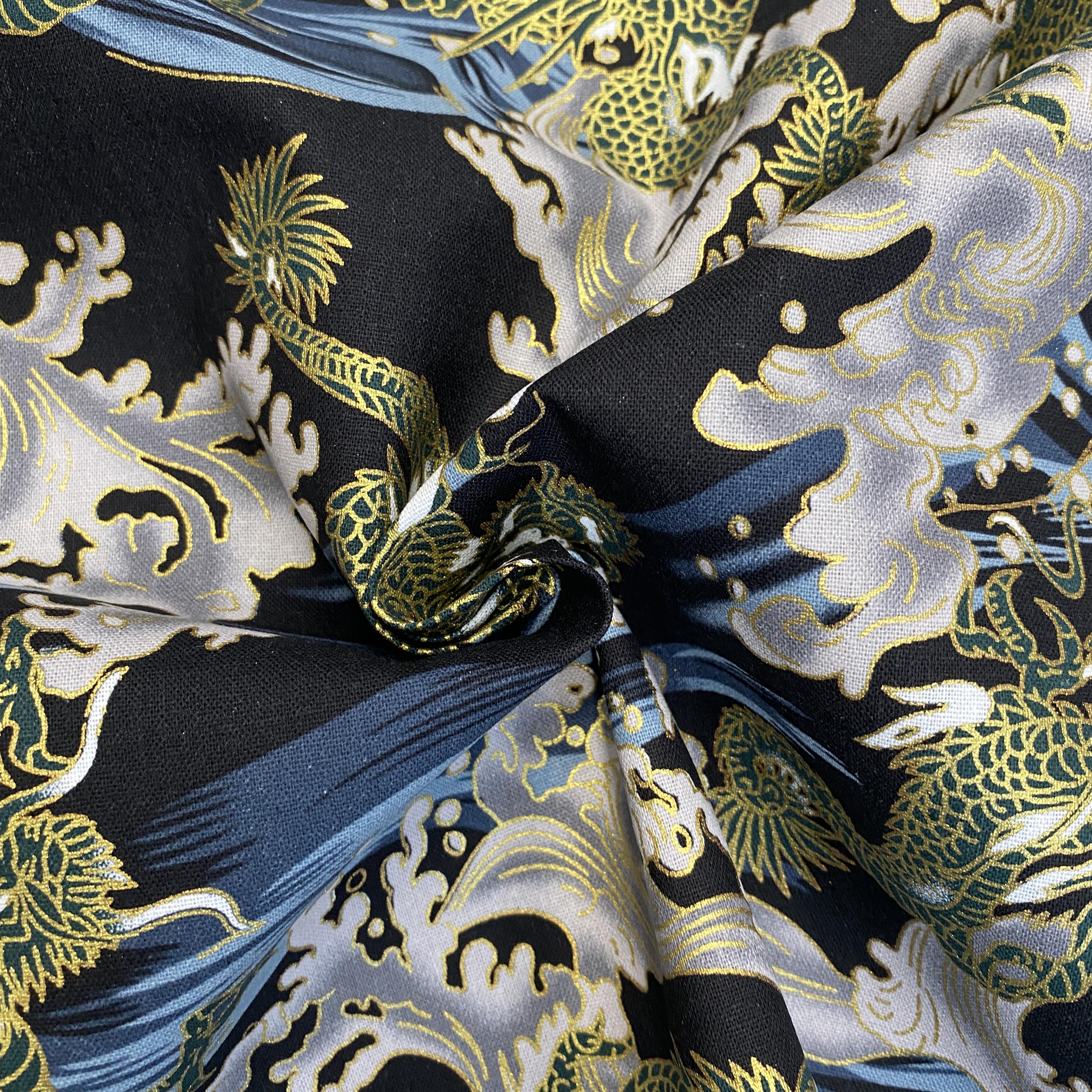 Oriental Golden Dragon Waves