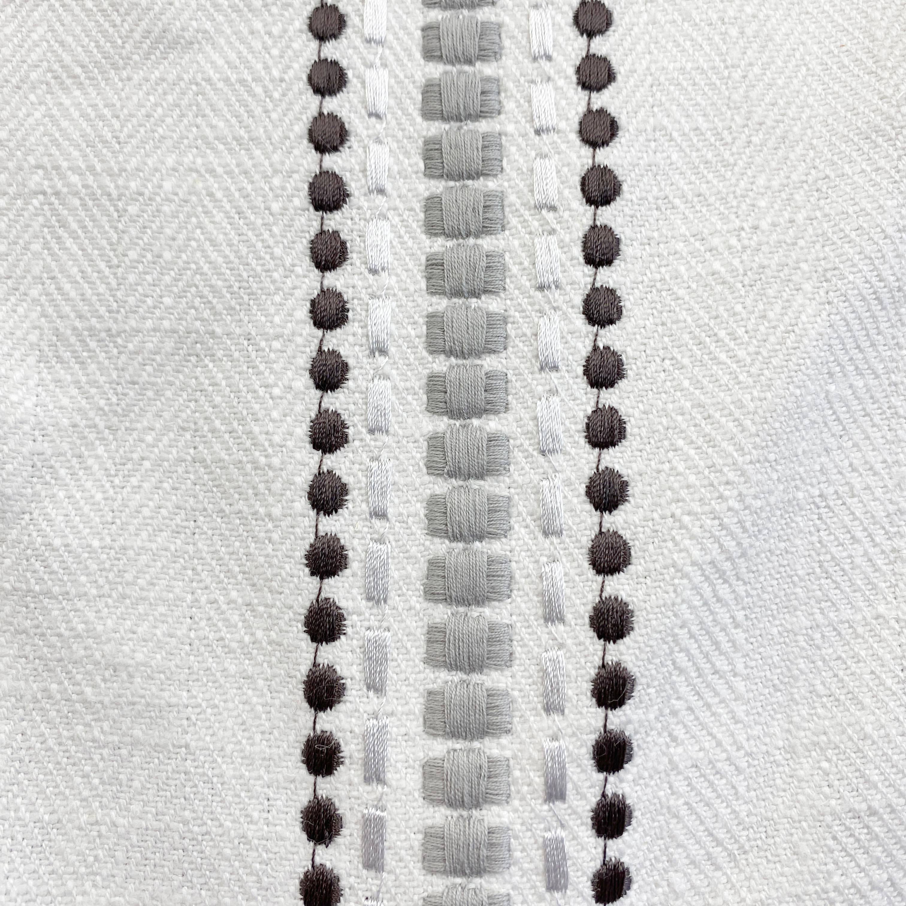 Embroidered Grey Stripes