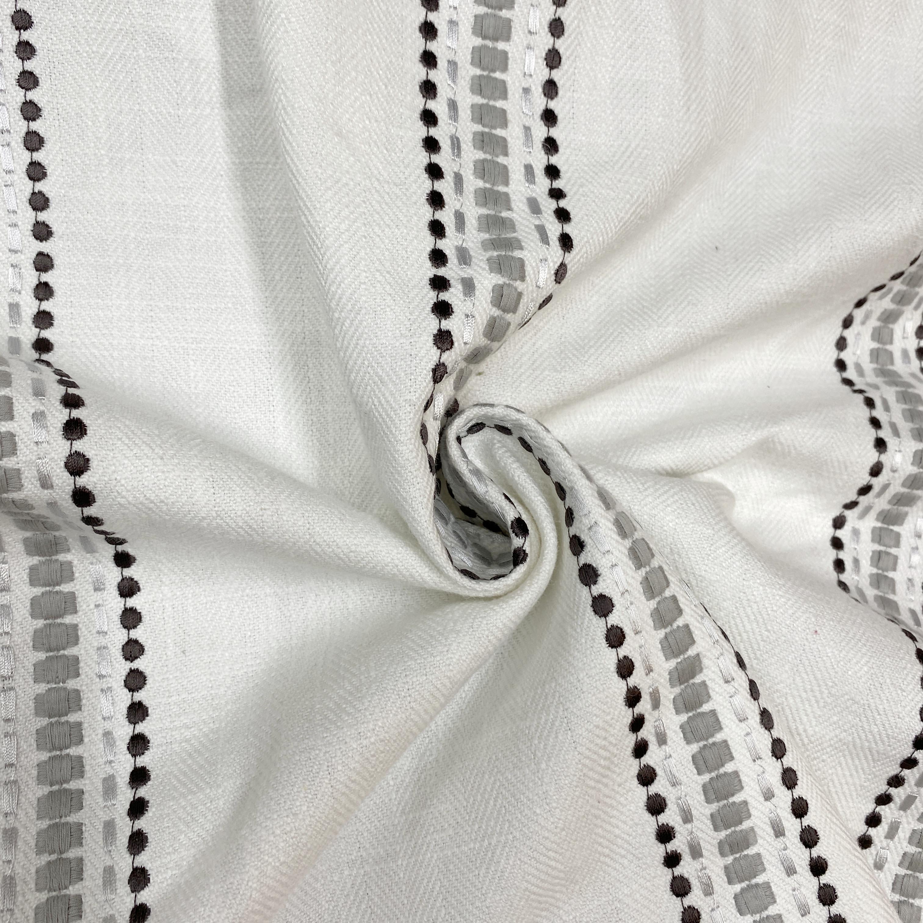 Embroidered Grey Stripes