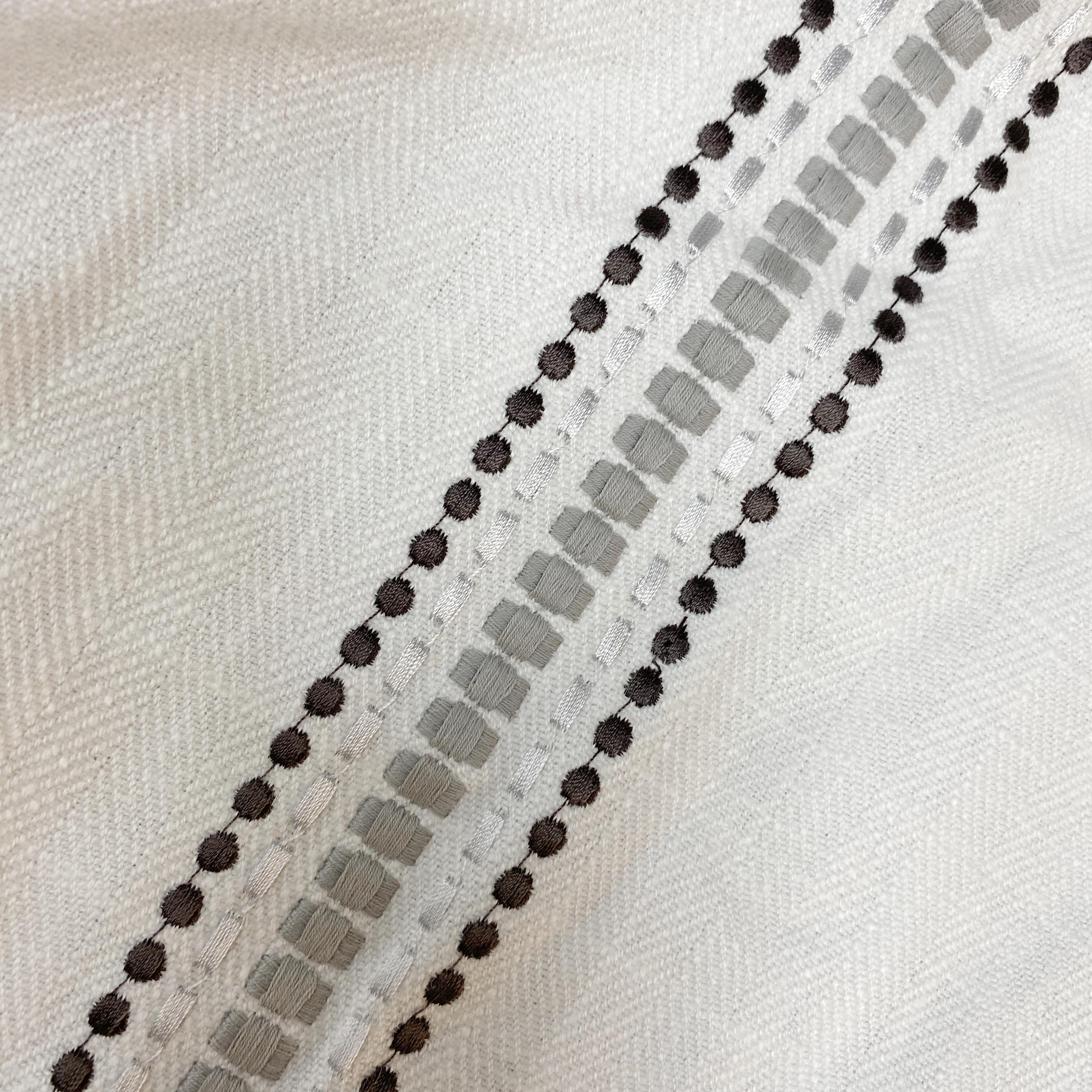 Embroidered Grey Stripes