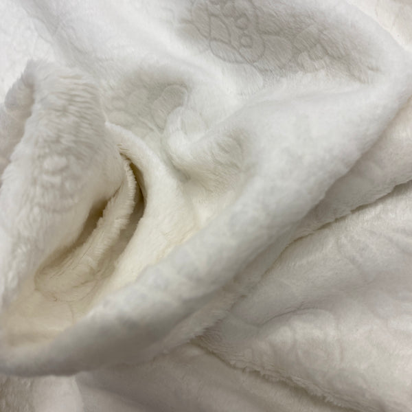 Soft Polar Fleece - Cream Floral Embossed