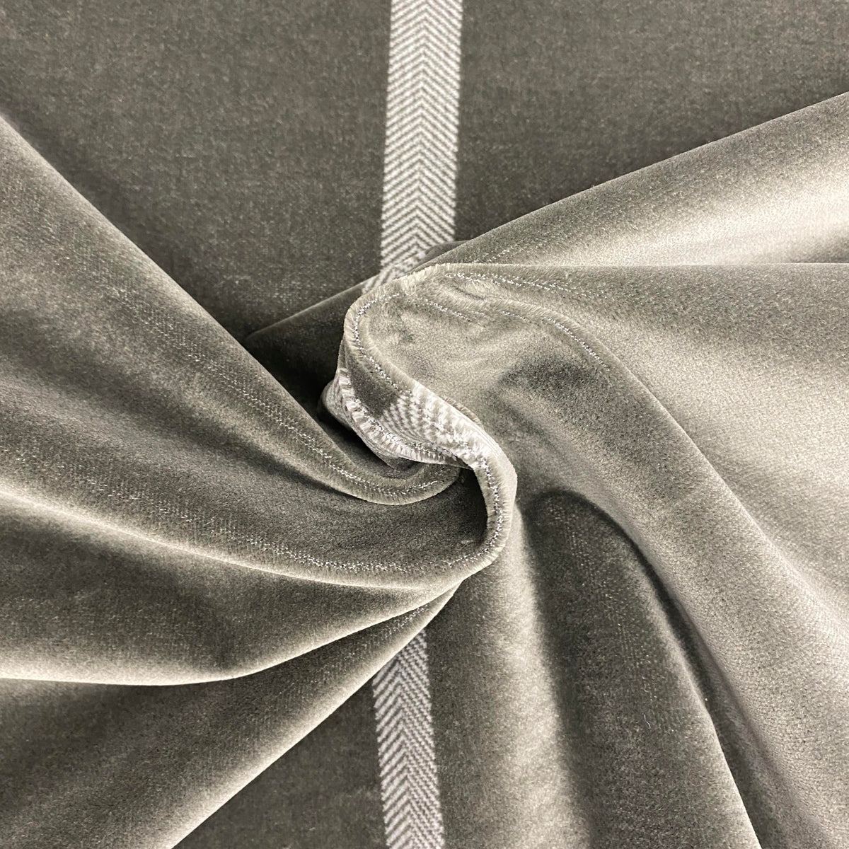 Smokey Grey Herringbone Velour