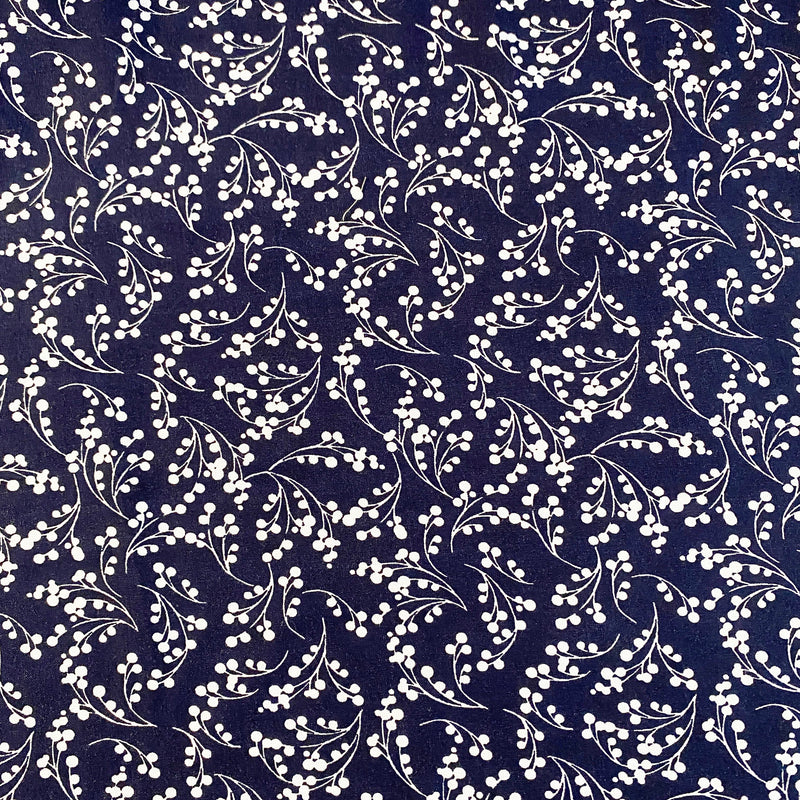 White creeping Florals on Navy