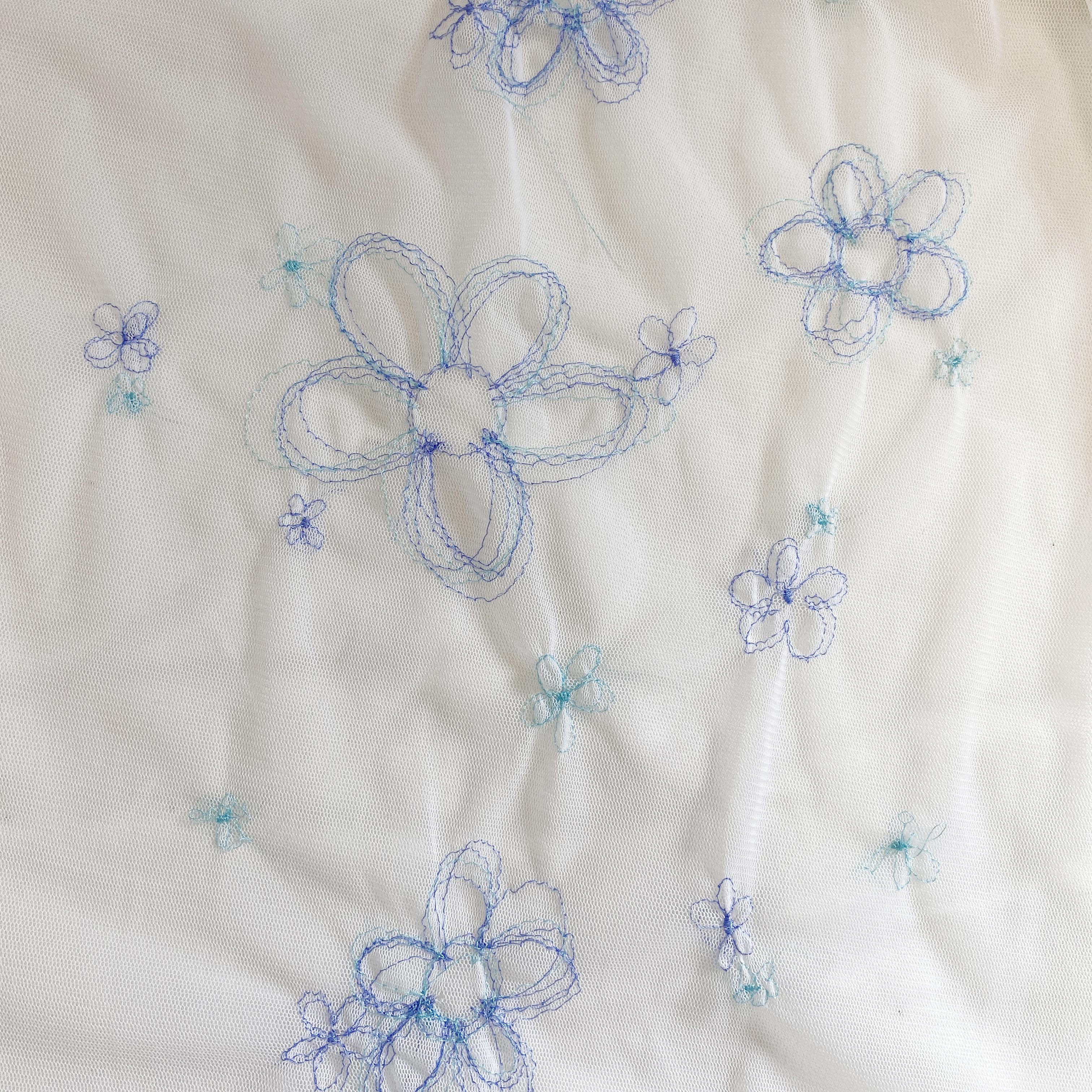 Embroidered  White Netting