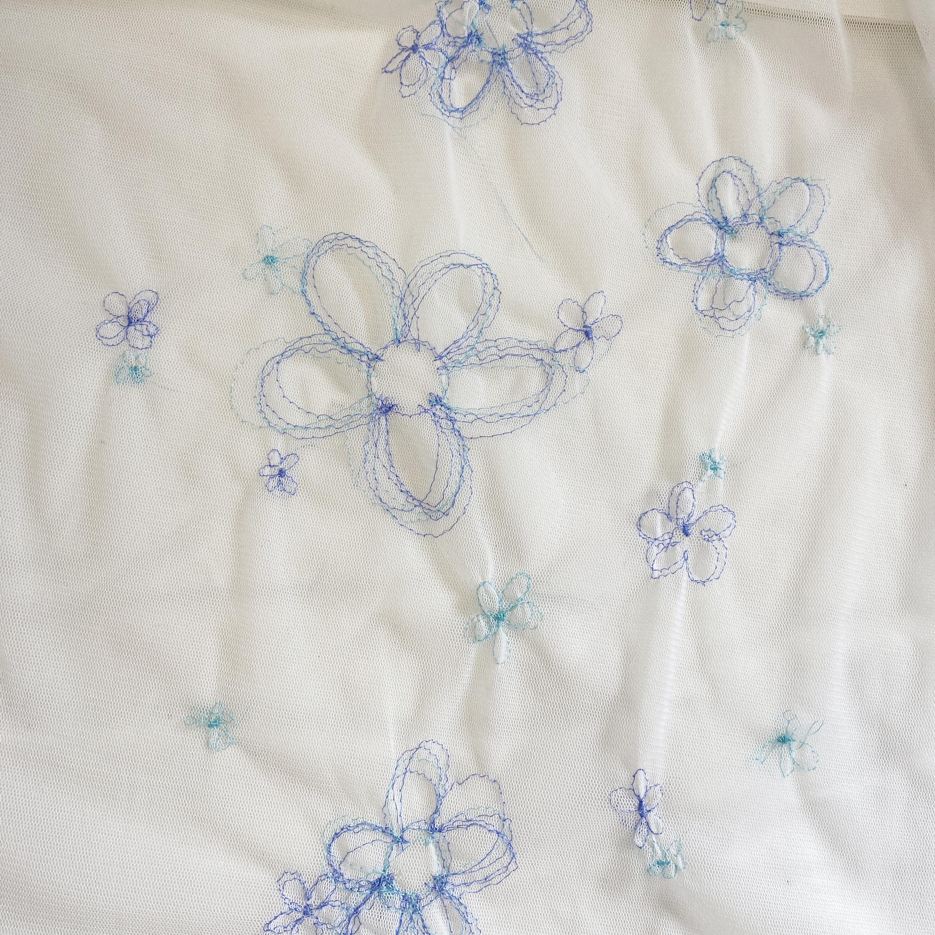 Embroidered  White Netting