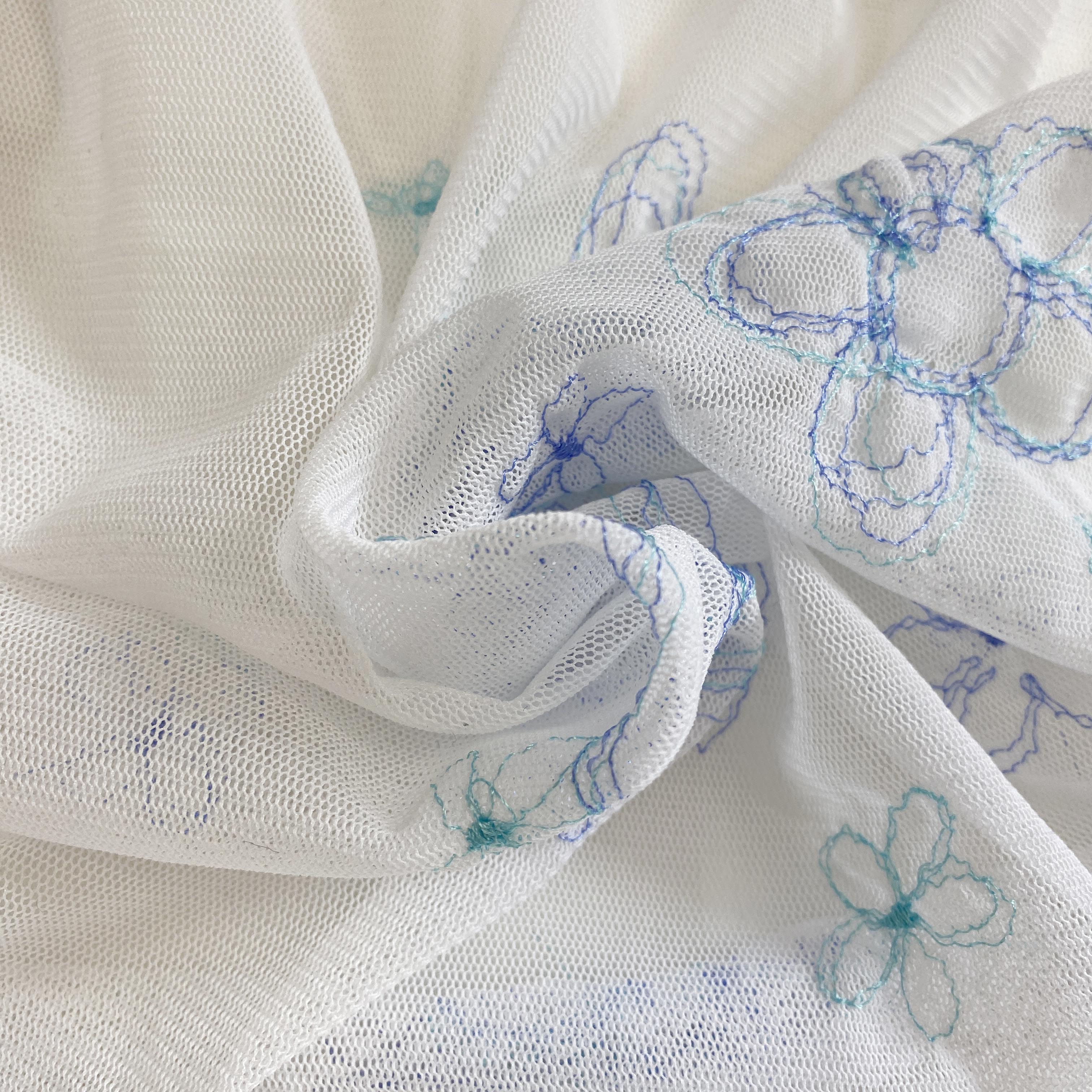 Embroidered  White Netting