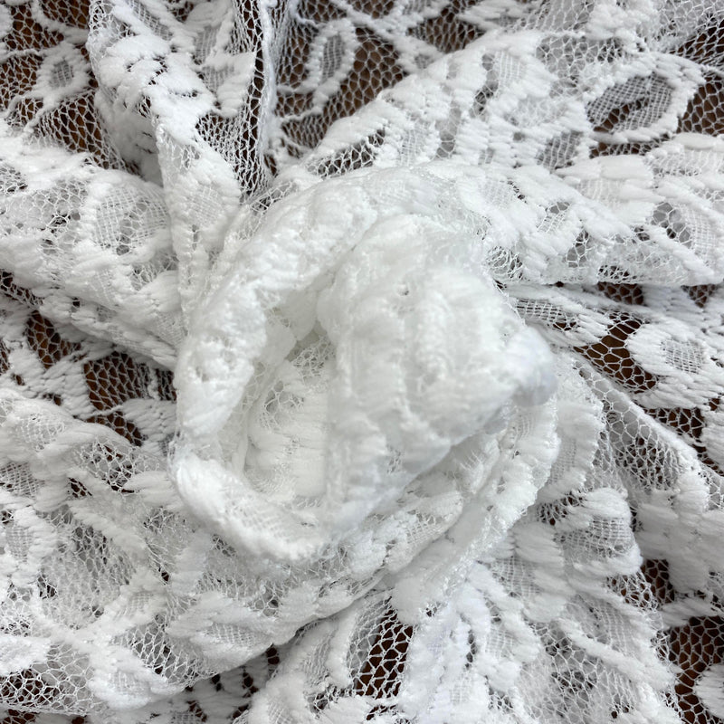 Stretch Lace White Floral Scalloped