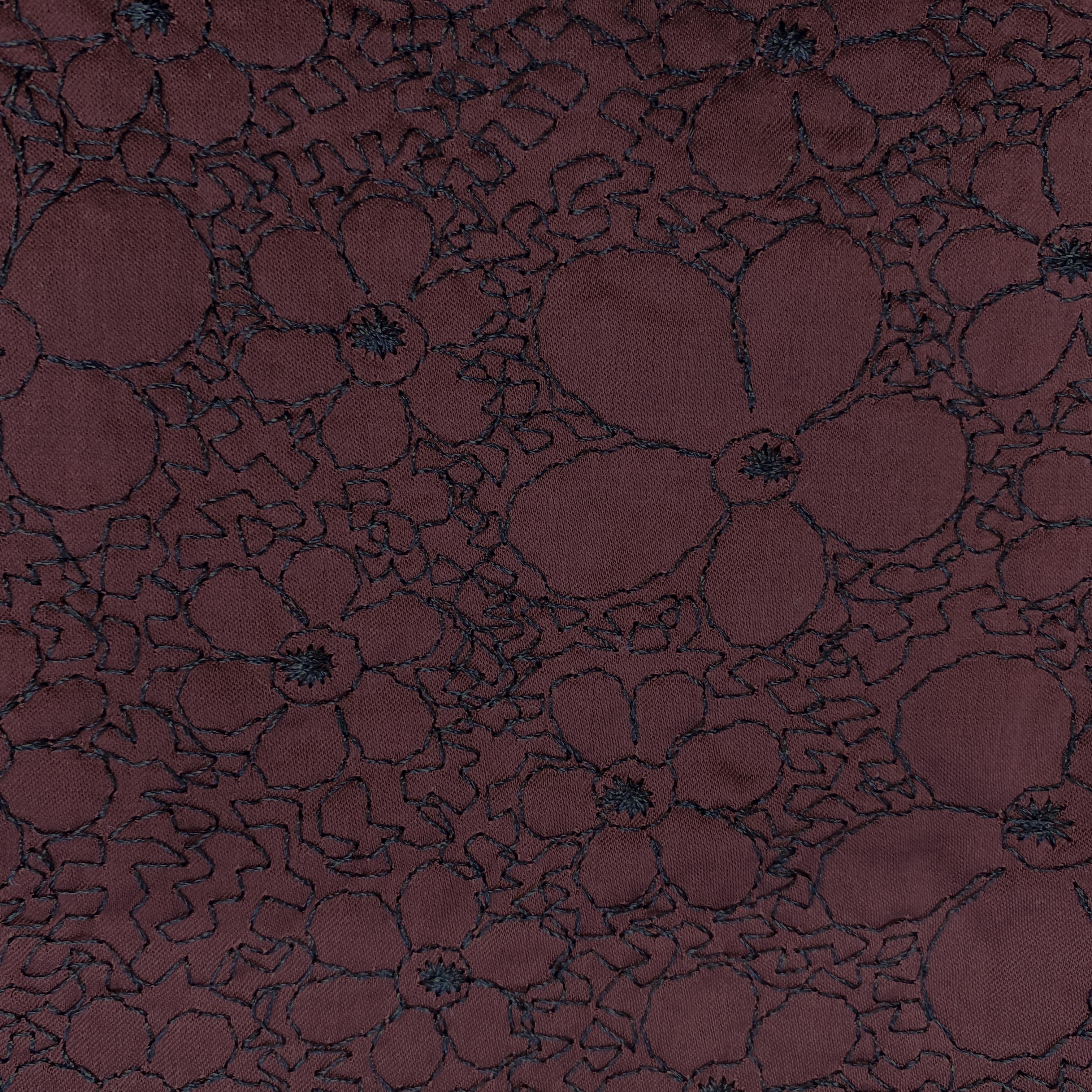 Embroderiored Burgundy Florals - 110cm x 340cm