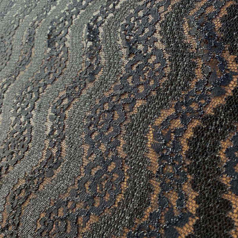 Wavy Stretch Lace Black Scalloped