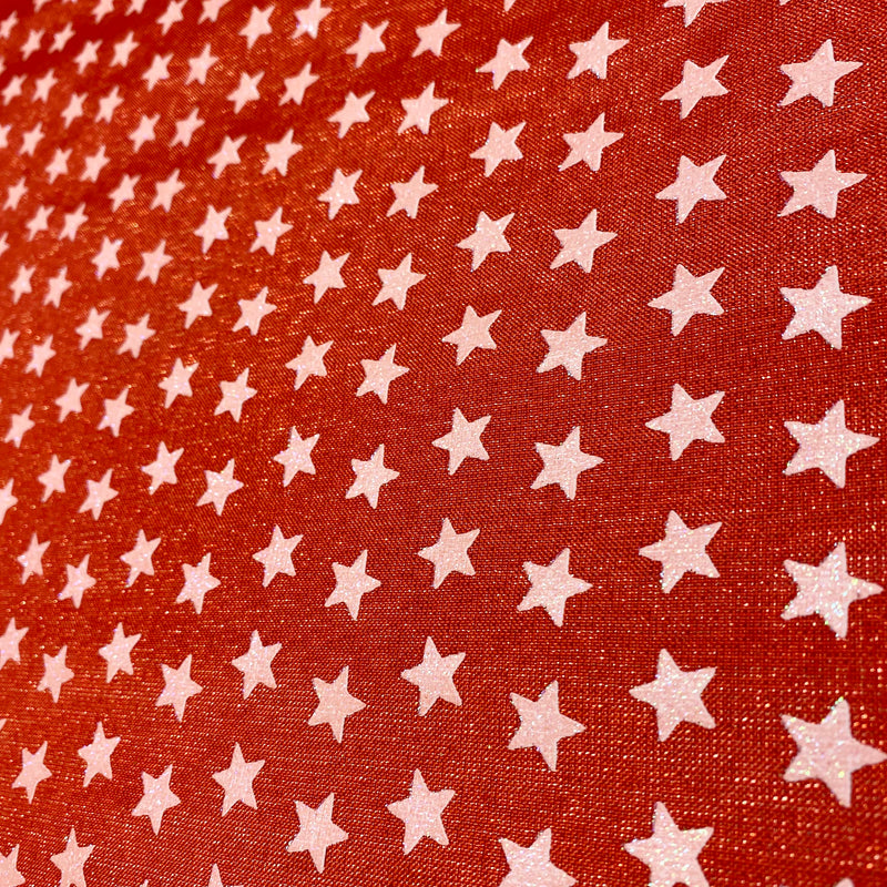 White Sparkly Stars on Red