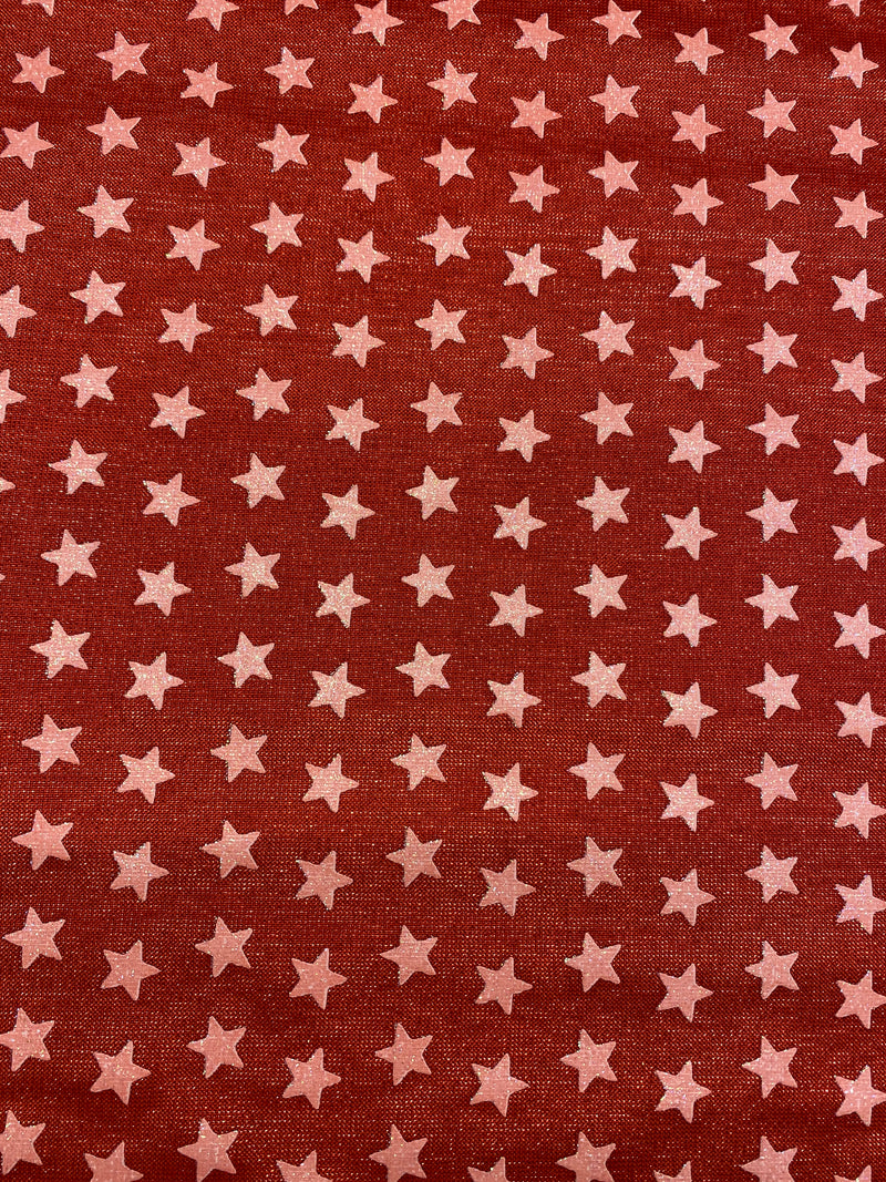 White Sparkly Stars on Red