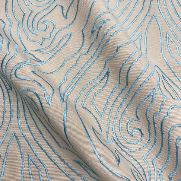 Embroidered Aqua Waves - 139cm x 150cm
