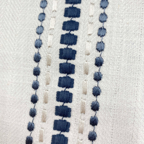 Denim Embroidered Stripes - 140cm x 285cm