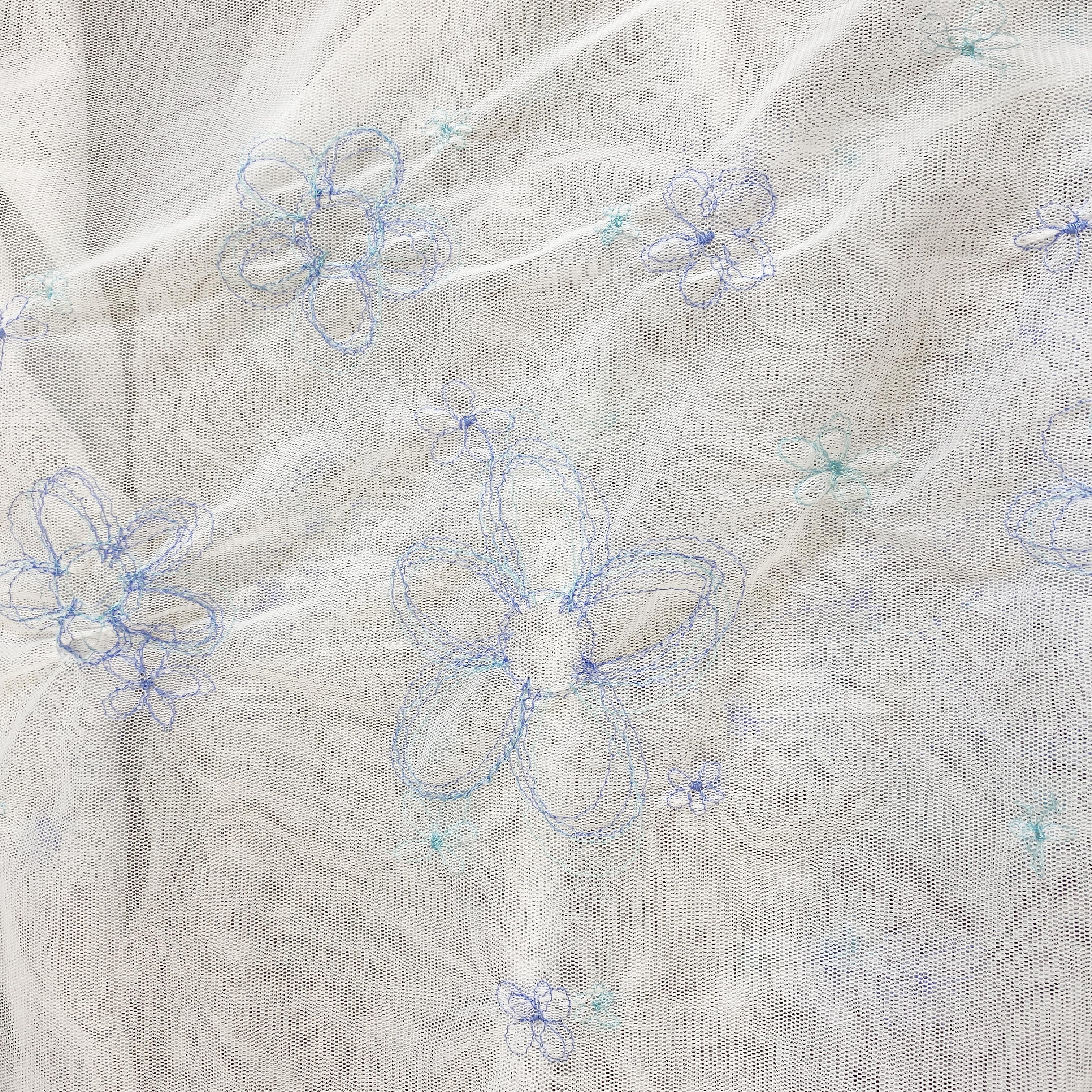 Embroidered White Netting