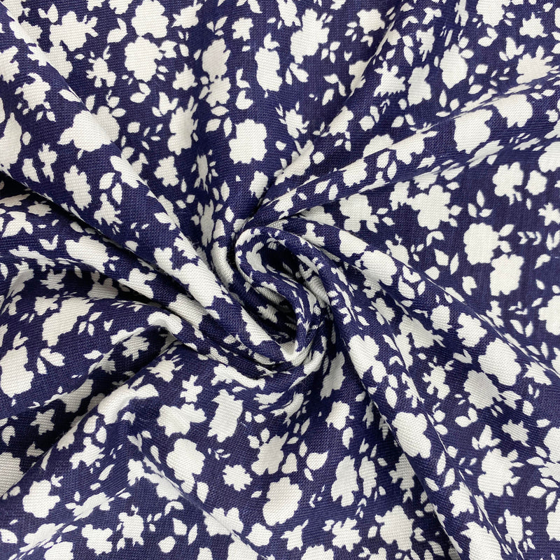 Navy Ditsy Floral Printed Jersey