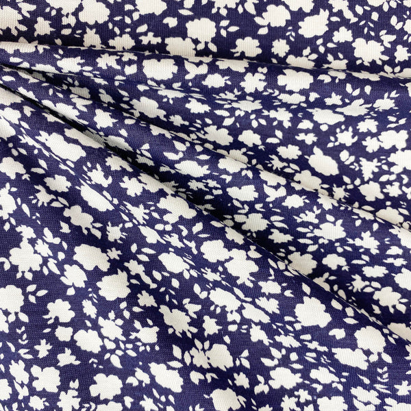 Navy Ditsy Floral Printed Jersey