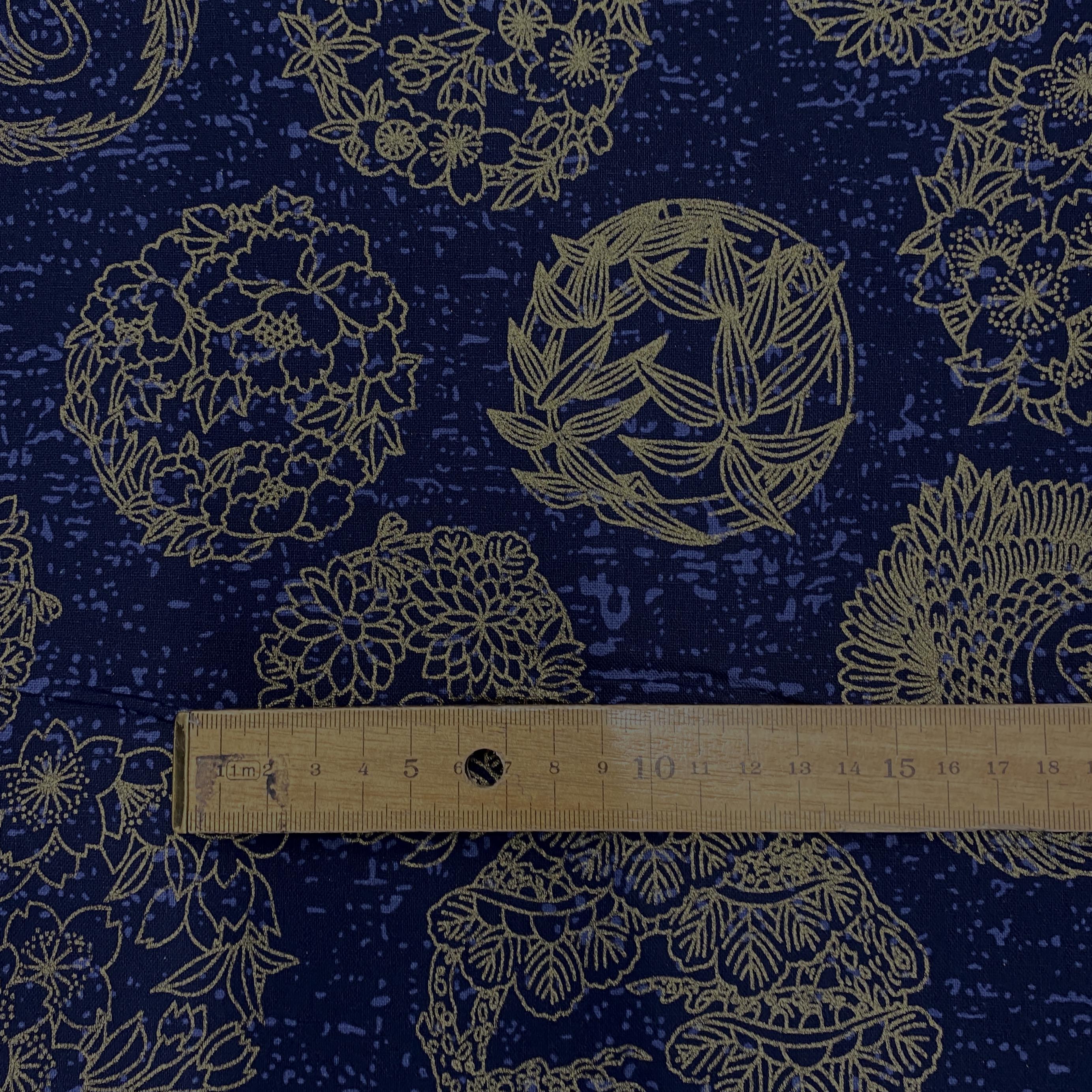 Oriental Navy Golden Florals