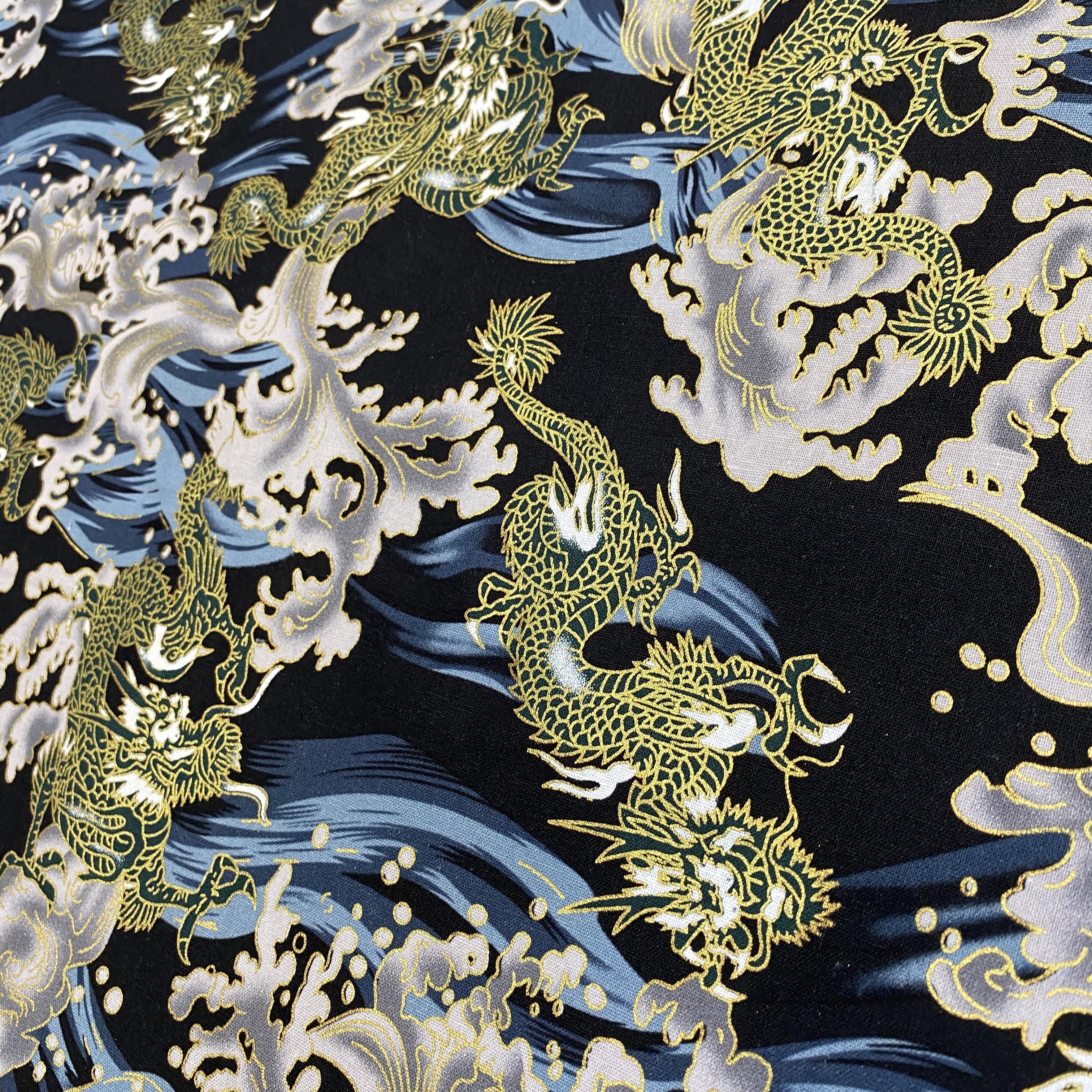 Oriental Golden Dragon Waves