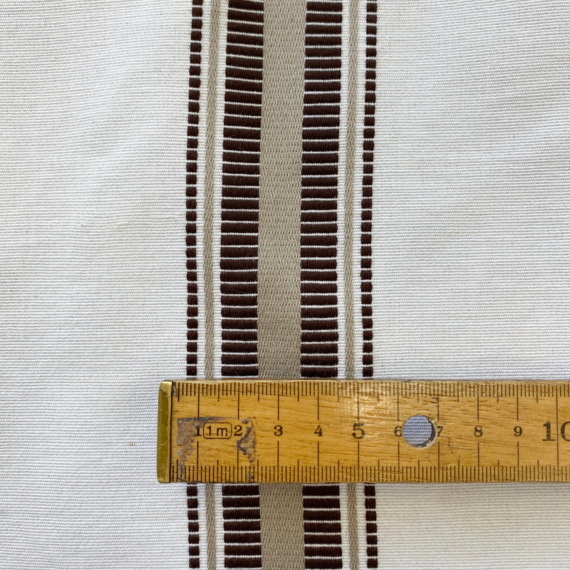 Natural Embroidered Brown Stripes
