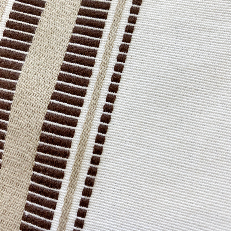 Natural Embroidered Brown Stripes