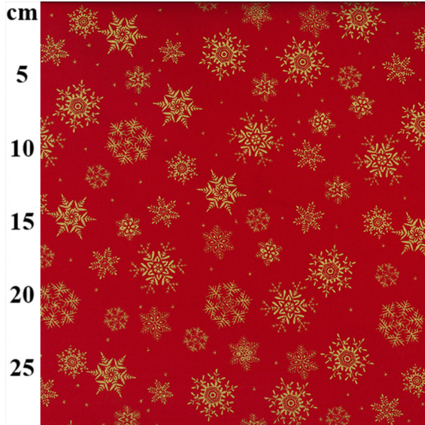 Gold Snowflakes on Red