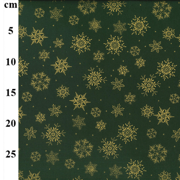 Gold Snowflakes on Green