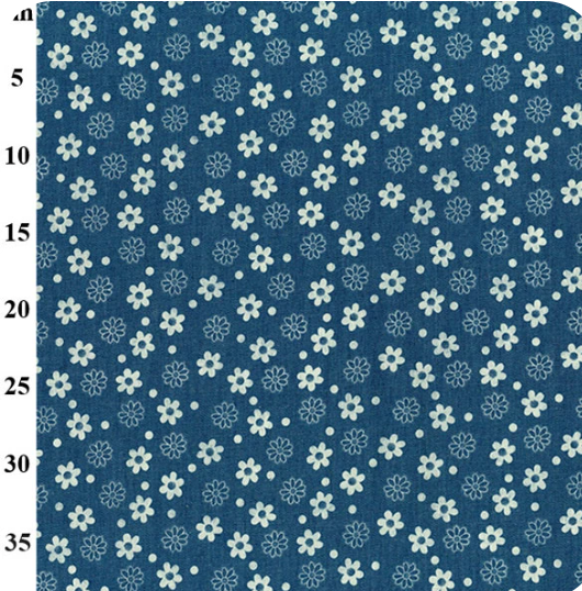 White Flowers -  Chambray Denim