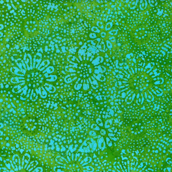 John Louden - Batik - Turquoise Green Florals