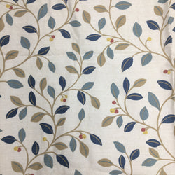 Blue Leaves - Ready Made Curtain - 2 x 130cm x 217cm