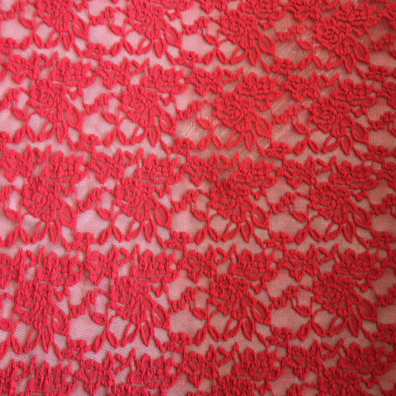 Stretch Lace - Bright Coral Scalloped