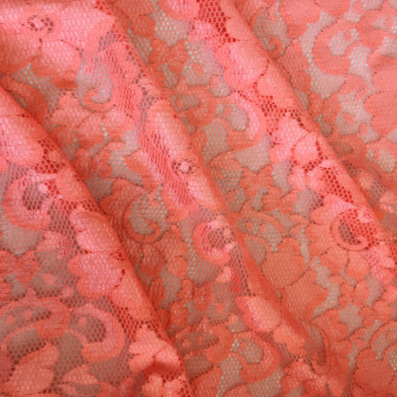 Stretch Lace - Peach Pink Scalloped