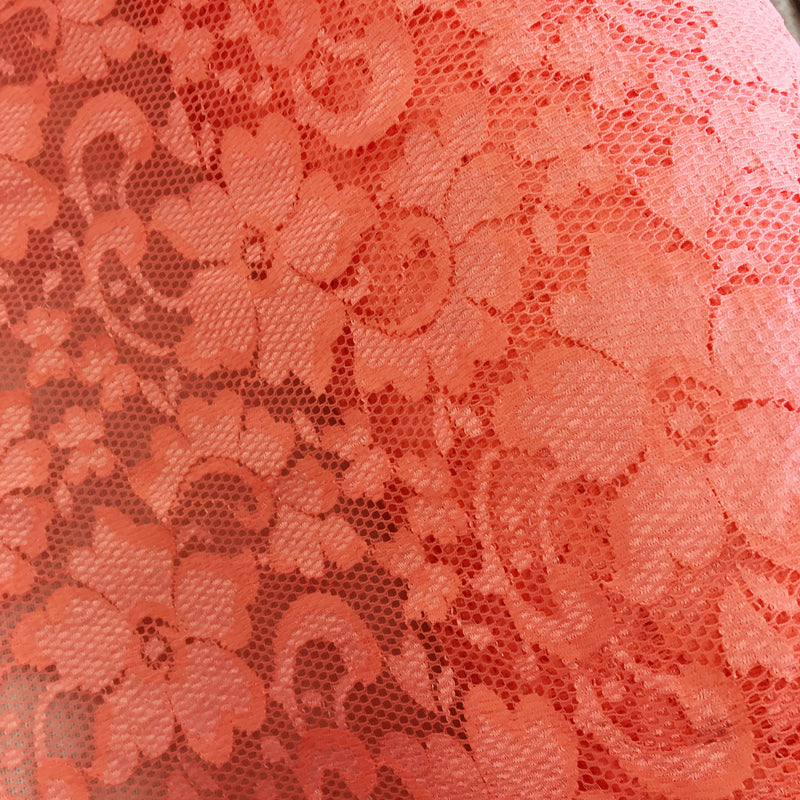 Stretch Lace - Peach Pink Scalloped