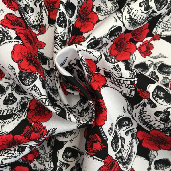Cotton Poplin - Day of the Dead - Roses