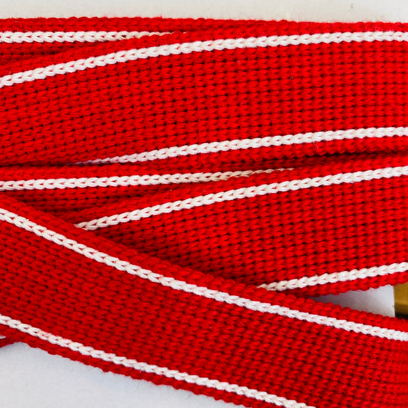 KRCA 30 Webbing - Red with Ecru edge stripe