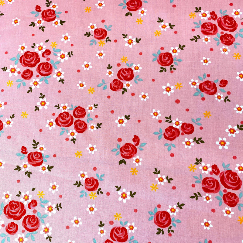 Cotton Poplin - Vintage Floral Pink