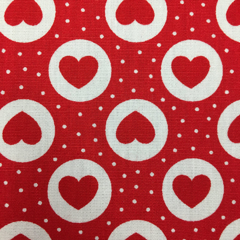 Red Hearts on White Circles
