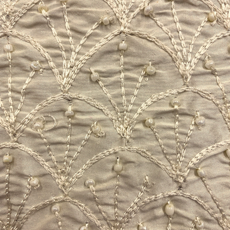 Hand embroidered and beaded silk - Ivory