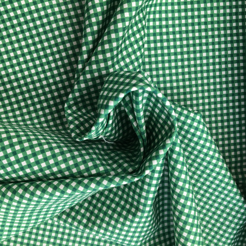 Cotton Poplin - Small Check Green